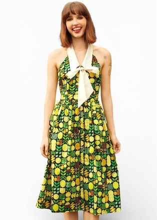 ModCloth Main Squeeze Mod Midi Dress in Lemon Drop at Nordstrom, Size X-Large
