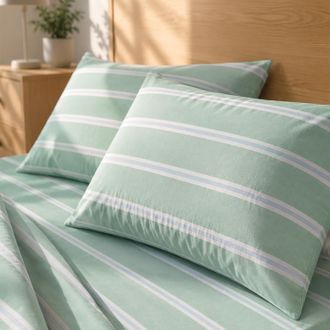 KASANOVA Coppia federe cotone righe verde