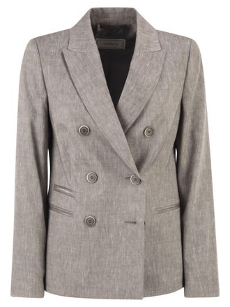 PESERICO Peserico Zweireihiger Blazer aus Leinen- und Wollmischung
