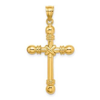 Diamond2Deal 14k Yellow Gold Polished Cylinder Cross Charm