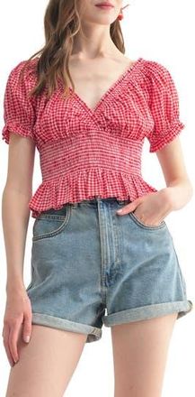 All in Favor Cotton Blend Gingham Top in Red Gingham at Nordstrom Rack, Size X-Small