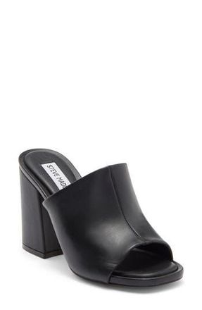 Steve Madden Giavana Block Heel Slide Sandal in Black Leather at Nordstrom Rack, Size 7.5