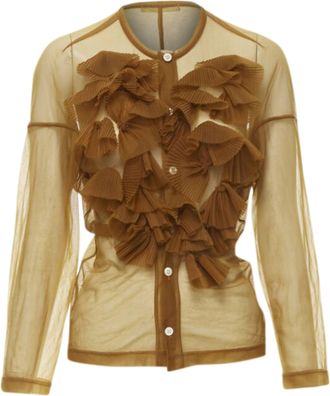Comme Des Gar&ccedil;ons Comme des Garcons sheer pleated ruffle button front shirt