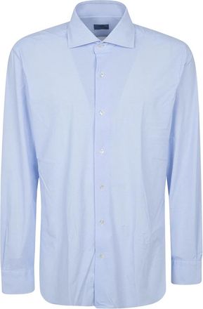 Barba Neck Shirt - Heren - Zakelijke Overhemden - Blauw - L - Katoen - Overhemden
