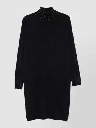 Fabiana Filippi high neck embellished knit knee length dress