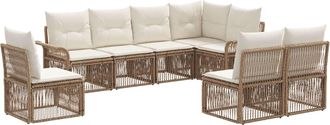vidaXL Conjunto De Sof&aacute;s De Jard&iacute;n 8 Uds. Beige Rat&aacute;n Sint&eacute;tico Vidaxl