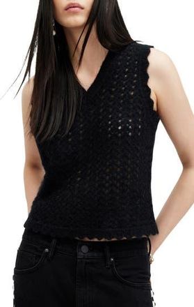 AllSaints Vivian Openwork Sweater Vest in Black at Nordstrom Rack, Size Large