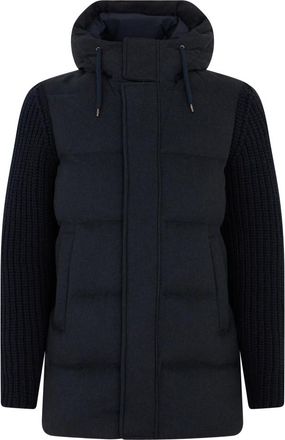 Herno Jack met capuchon en gebreide mouwen - Heren - Winterjassen - Blauw - M - Wol - Jassen