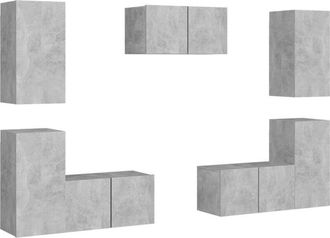 vidaXL Juego De Muebles De Sal&oacute;n 7 Piezas Gris Hormig&oacute;n Vidaxl