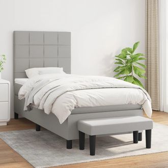 vidaXL Cama Box Spring Con Colch&oacute;n Tela Gris Claro 80x200 Cm Vidaxl