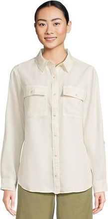 L.L.Bean Soft Washed Tencel Utility Shirt Womens Clothing Sea Salt : SM, Lyocell/Tencel