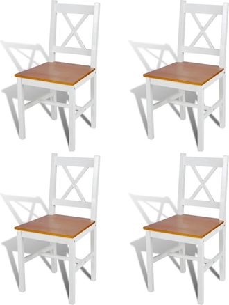 vidaXL Vidaxl - Sillas De Comedor 4 Unidades Madera De Pino Blanco