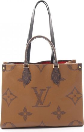 Louis Vuitton Beige Brown Coated Canvas Leather Handbag Tote Bag (Pre-Owned)