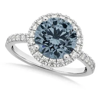 Allurez Halo Gray Spinel & Diamond Engagement Ring 14K in 1.90Ct/white Gold at Nordstrom, Size 6.5