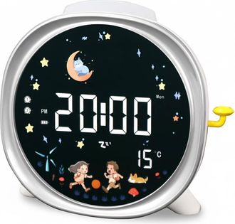 OEM Despertador Infantil - Luz Nocturna Para Dormitorio - Pantalla Digital Led - Puerto De Carga Usb-c - Brillo Ajustable - Doble Alarma - Sol Y Luna - Me