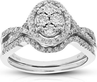 Vir Jewels 1/3 cttw Lab Created Diamond Wedding Bridal Set Sterling Silver Prong