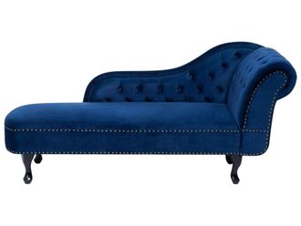 Beliani Chaise longue derecho terciopelo azul marino
