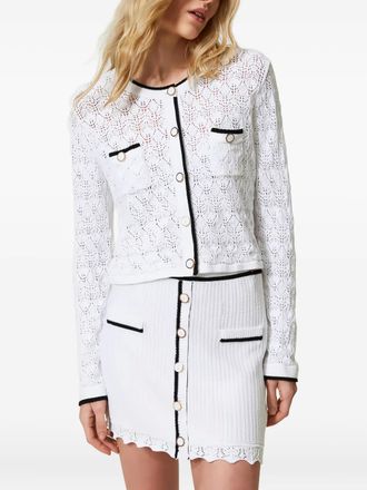 Twin-Set button-embellishment mini skirt - women - Cotton/Polyamide - S - White