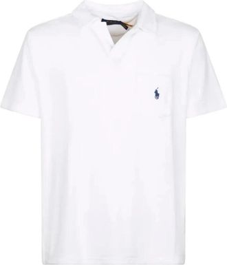 Polo Ralph Lauren Badstof Polo Shirt met Borstzak - Heren - Polos - Wit - L - Katoen - Tops