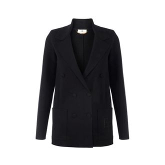 Elisabetta Franchi Knit Jacket with Embroidery - female - Elisabetta Franchi - Blazers - Black - M - Jackets
