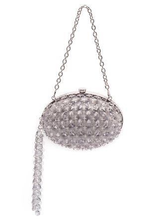Self Portrait Oval Crystal Chain Clutch Bag