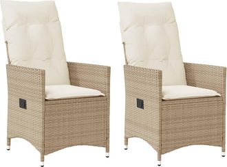 vidaXL Sillones Reclinables De Jard&iacute;n Con Cojines Beige 2 Uds Rat&aacute;n Pe Vidaxl