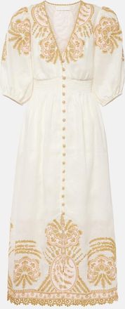 Zimmermann Waverly embroidered linen midi dress