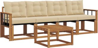 vidaXL Conjunto De Sof&aacute;s De Exterior 5 Uds. Natural Y Beige Vidaxl