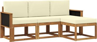 vidaXL Conjunto De Sof&aacute;s De Exterior 4 Uds. Natural Y Crema Vidaxl