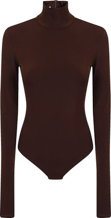 Andamane Ziggy Brown High-Neck Stretch Jersey Bodysuit