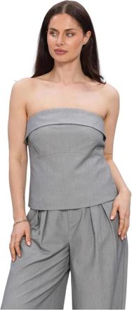 MY ESSENTIAL WARDROBE Dames, Tops, Grijs, Maat: S Linnen