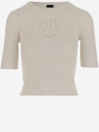 Pinko women's cotton T-shirt with embroidered logo