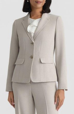 Kasper Pebble Crepe Two-Button Blazer in Summer Straw at Nordstrom, Size 14P
