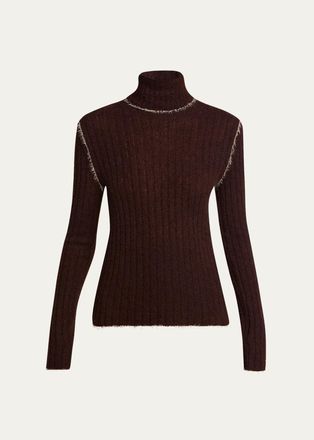 Moncler Wool-Blend Fringed Turtleneck Sweater