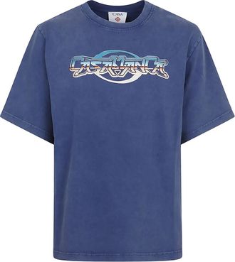 Casablanca T-shirt in cotone con logo - Blu