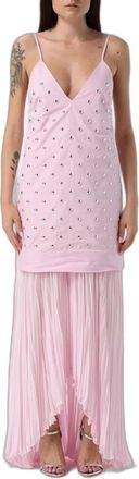 Msgm Msgm - Asymmetrische jurk met applicaties - Dames - Jurken - Roze - Maat: XS