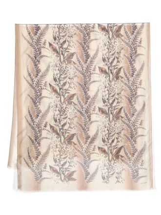 Etro floral-print frayed scarf - men - Modal/Silk/Linen/Flax - One Size - Brown