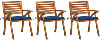 vidaXL Sillas De Comedor Jard&iacute;n Con Cojines 3 Uds Madera Maciza Acacia Vidaxl