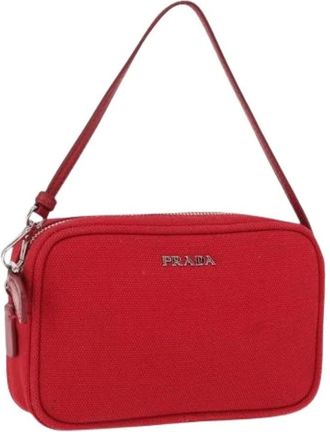 Prada Pre-owned Mini Bags, female, Red, Size: ONE SIZE Pre-owned Canvas Mini Bag
