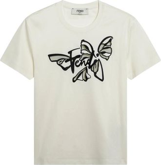 Fendi T-Shirts, female, Beige, Size: M Nigthfly T-Shirt
