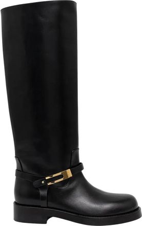 Elisabetta Franchi Plaque Strap Laarzen - Dames - Hoge Laarzen - Zwart - 36 EU - Leer - Schoenen