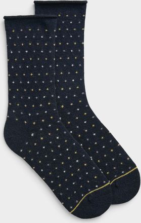 Simons Womens Rolled-hem pin dot merino wool socks