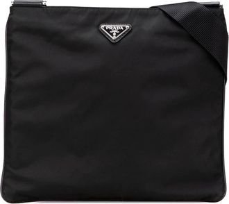 Prada Pre-owned Cross Body Bags, female, Black, Size: ONE SIZE Pre-owned Textile Crossbody Bag with Adjustable Shoulder Strap and Internal Compartment