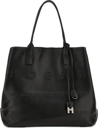Hogan medium Script leather tote bag - Black