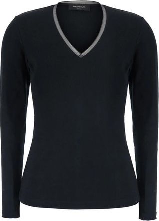 Fabiana Filippi Trui met ronde hals - Dames - Longsleeves - Zwart - XS - Katoen - Tops