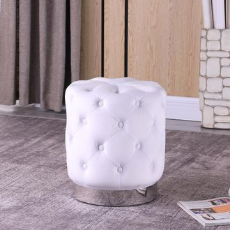 Best Master Furniture Jacobson Tufted Velvet White Accent Ottoman