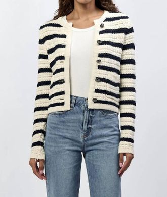 Dear John Denim Cambria Button-Up Stripe Sweater In Multi