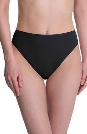 Natori Bliss Bare Cotton High Cut Briefs in Black at Nordstrom, Size Xx-Large