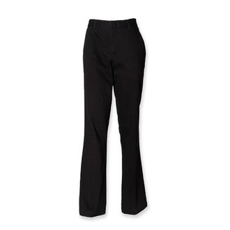 Henbury Ladies Flat Fronted Chino Trousers : Color - Black : Size - 18