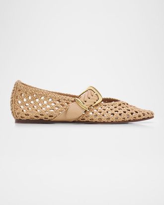 Zimmermann Alchemy Woven Leather Ballerina Flats